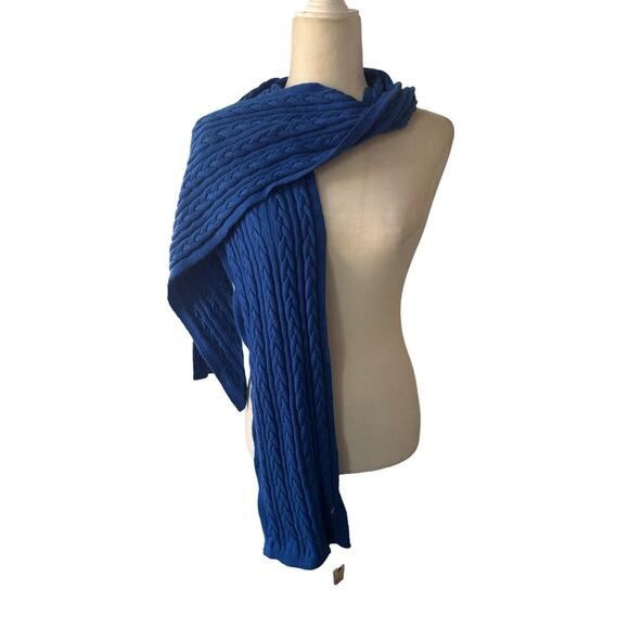 Talbots Royal Blue Lambswool Crochet Scarf - Picture 1 of 3